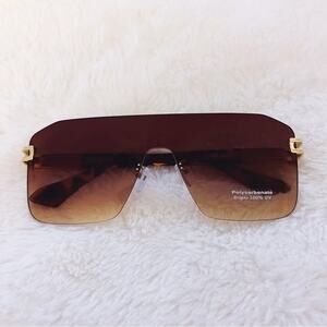 Sadie Brown Oversized Rimless Flat-Top Sunglasses